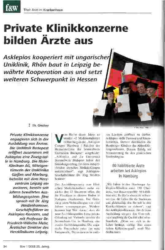 Vorschauseite 1: Private Klinikkonzerne bilden Ärzte aus