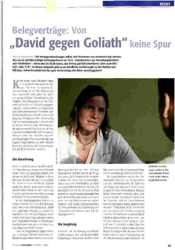 Vorschauseite 1: Belegverträge: Von David gegen Goliath keine spur