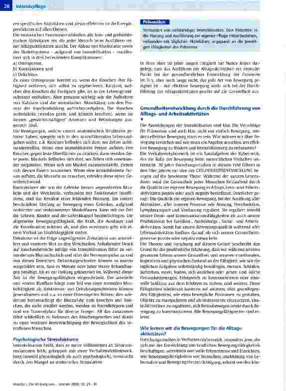 Vorschauseite 5: Die Wirkung von Immobilisation: Traditionelle Prävention und der Beitrag von Maietta-Hatch-(MH-)Kinaesthetics