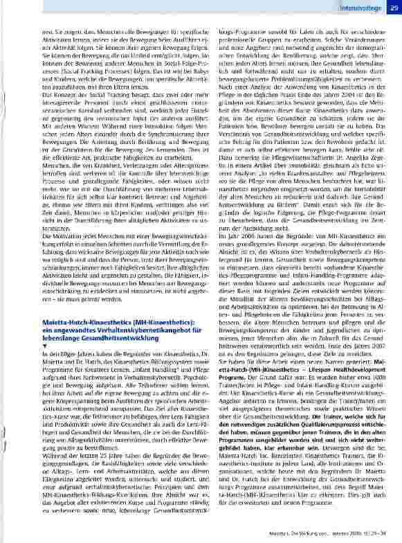 Vorschauseite 6: Die Wirkung von Immobilisation: Traditionelle Prävention und der Beitrag von Maietta-Hatch-(MH-)Kinaesthetics