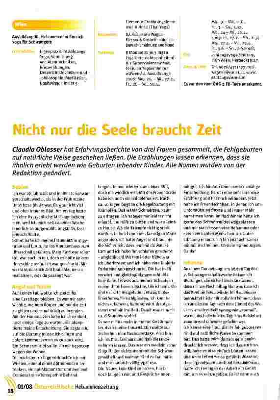 Vorschauseite 1: Nicht nur die Seele braucht Zeit