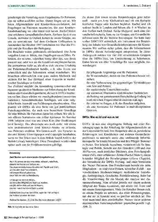 Vorschauseite 2: Das DIPEx-Projekt: Eine systematische Sammlung persönlicher Krankheitserfahrungen