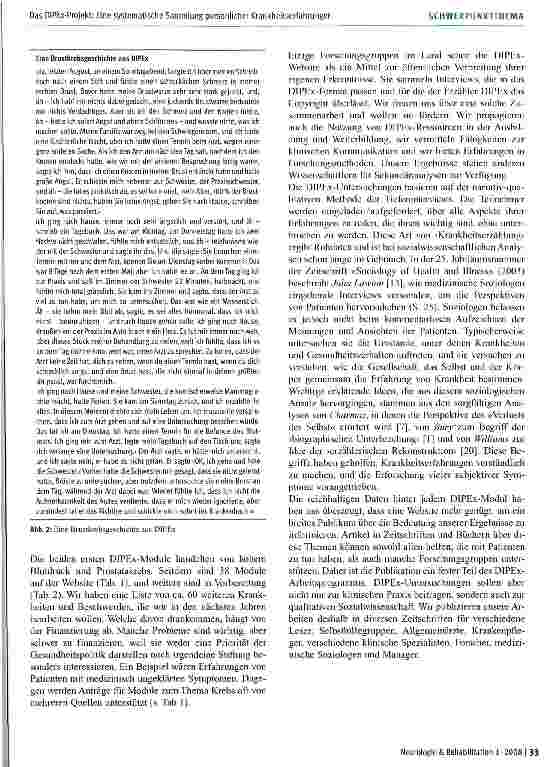 Vorschauseite 3: Das DIPEx-Projekt: Eine systematische Sammlung persönlicher Krankheitserfahrungen