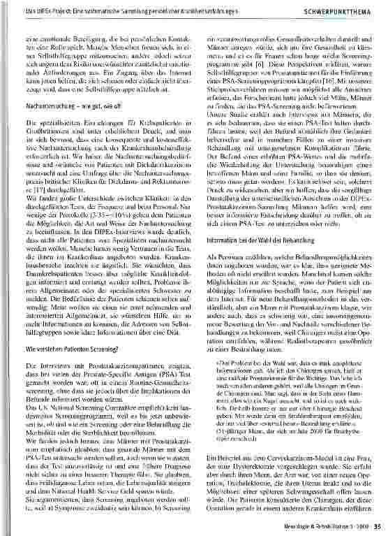 Vorschauseite 5: Das DIPEx-Projekt: Eine systematische Sammlung persönlicher Krankheitserfahrungen