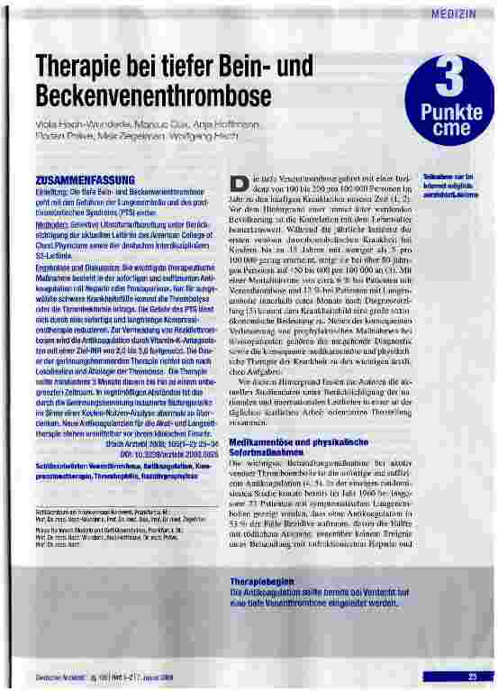 Vorschauseite 1: Therapie bei tiefer Beinund Beckenvenenthrombose