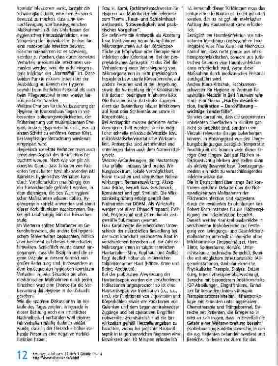 Vorschauseite 2: Bericht über den 3. Frankfurter Hygienetag „Basishygienische Maßnahmen am 10. November 2007 im Kommunikationszentrum am Krankenhaus Nordwest, Frankfurt am Main