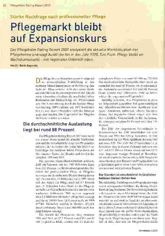 Vorschauseite 1: Pflegemarkt bleibt auf Expansionskurs