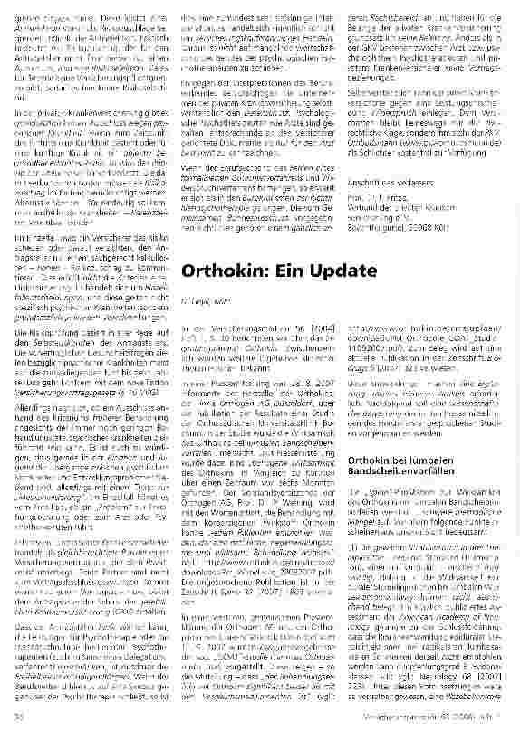 Vorschauseite 1: Orthokin: Ein Update