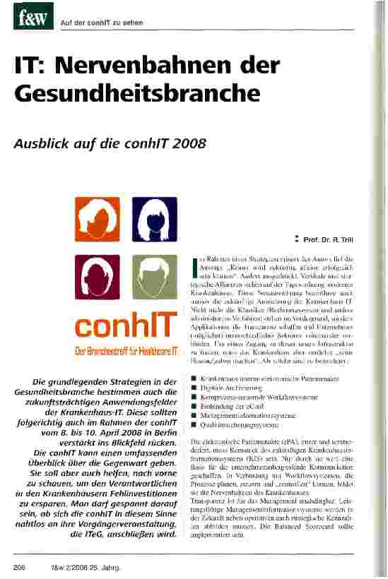 Vorschauseite 1: IT: Nervenbahnen der Gesundheitsbranche