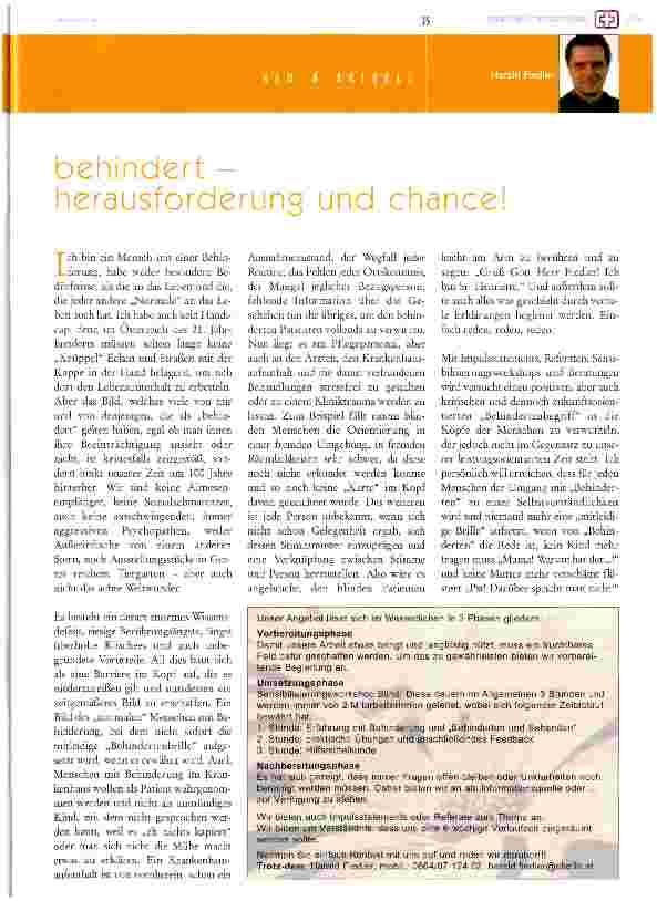 Vorschauseite 1: behindert -herausforderung und chance!