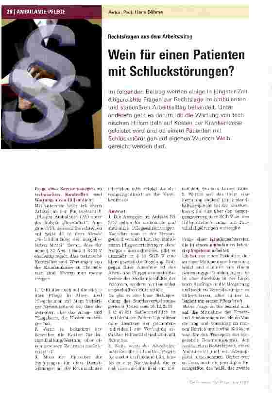 Vorschauseite 1: Wein für einen Patienten mit Schluckstörungen?