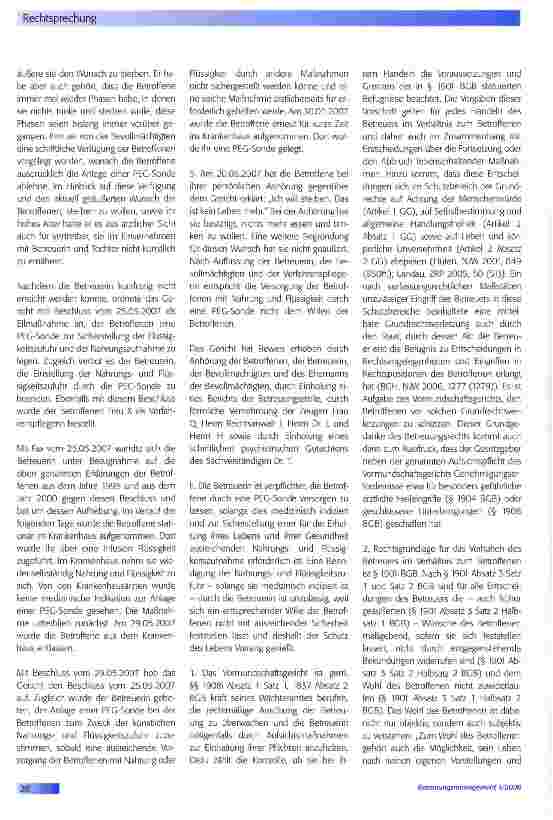 Vorschauseite 2: Zur Auslegung einer Patientenverfügung durch das VormG