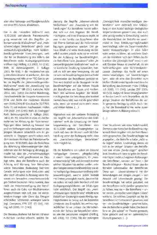 Vorschauseite 4: Zur Auslegung einer Patientenverfügung durch das VormG