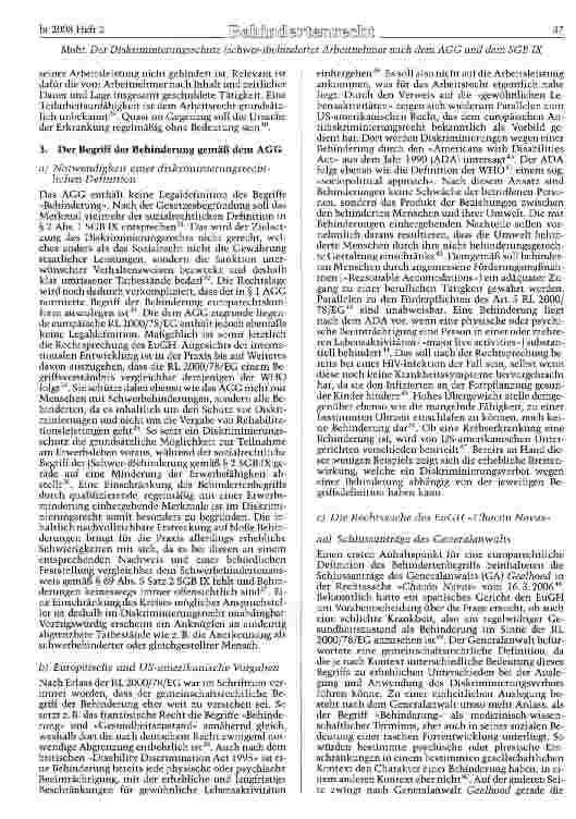 Vorschauseite 4: Der Diskriminierungsschutz (schwer-)behinderter Arbeitnenmer nach dem AGG und dem SGB IX