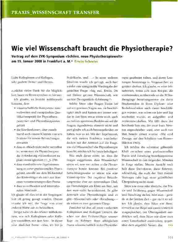 Vorschauseite 1: Wie viel Wissenschaft braucht die Physiotherapie?