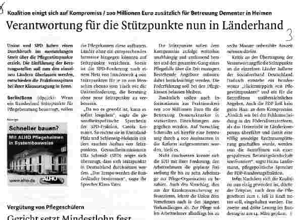 Vorschauseite 1: Verantwortung für die Stützpunkte nun in Länderhand