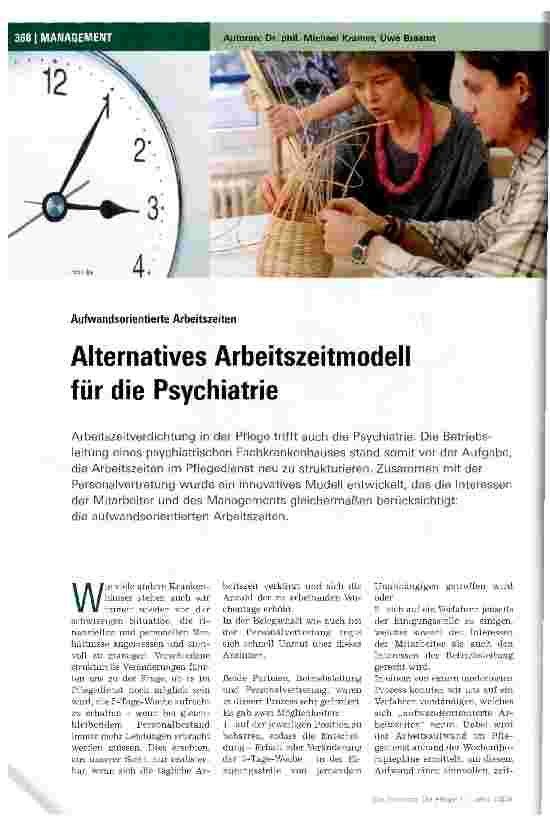 Vorschauseite 1: Alternatives Arbeitszeitmodell für die Psychiatrie