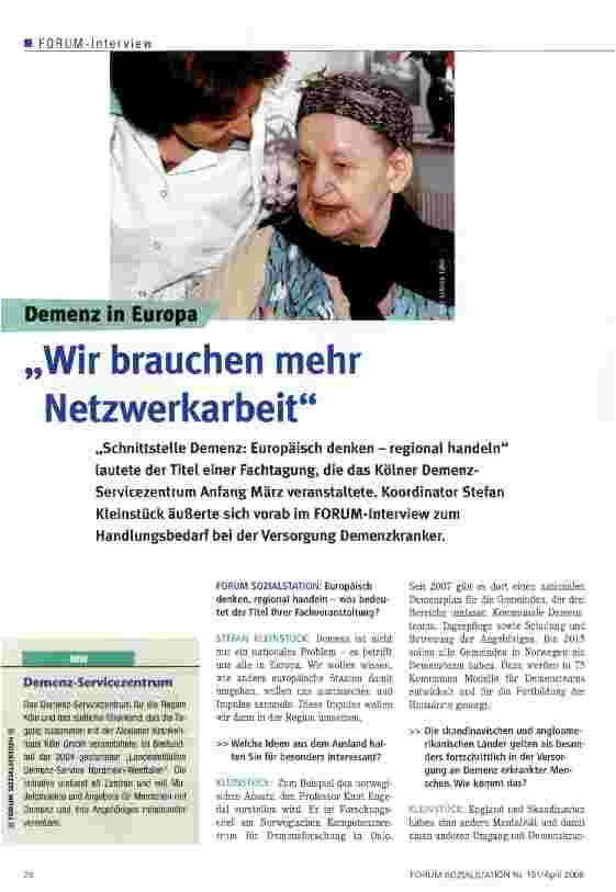 Vorschauseite 1: Wir brauchen mehr Netzwerkarbeit