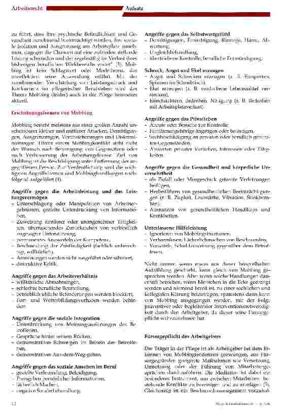Vorschauseite 2: Mobbing in der Pflege
