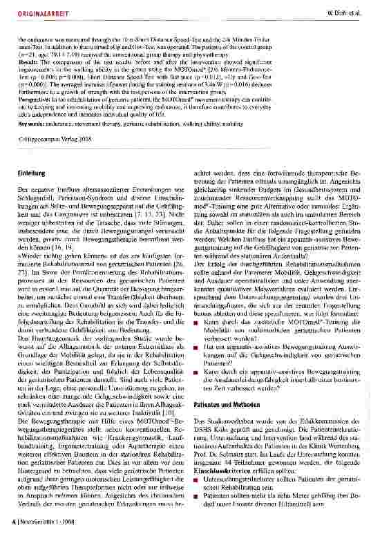 Vorschauseite 2: Apparativ-assistives Bewegungstraining der unteren Extremitäten in der geriatrischen Rehabilitation