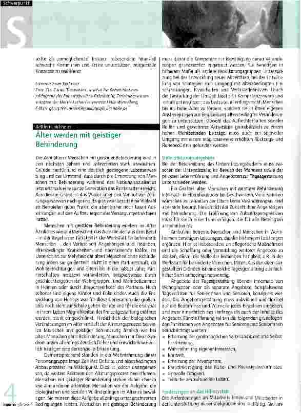 Vorschauseite 1: Älter werden mit geistiger Behinderung
