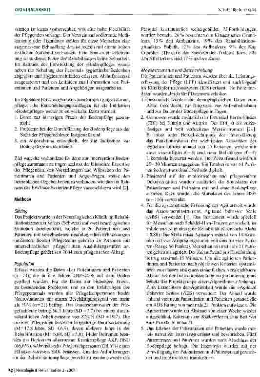 Vorschauseite 3: »Bodenpflege« für agitierte Menschen nach Hirnverletzung