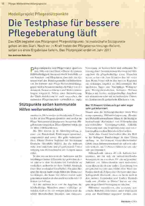 Vorschauseite 1: Die Testphase für bessere Pflegeberatung läuft