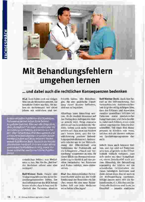 Vorschauseite 1: Mit Behandlungsfehlern umgehen lernen