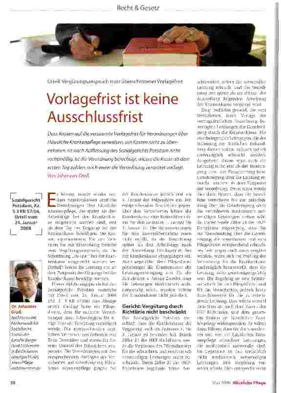 Vorschauseite 1: Vorlagefrist ist keine Ausschlussfrist