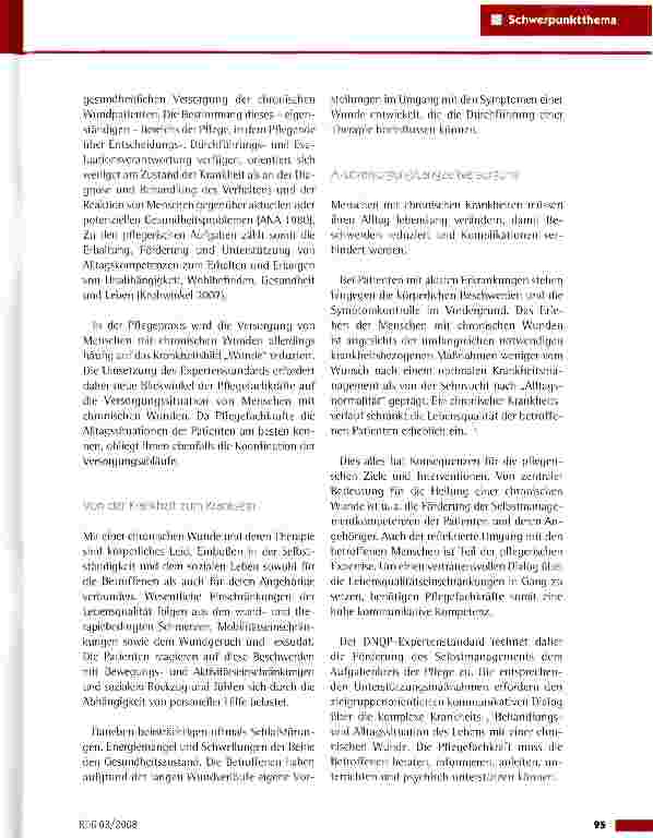 Vorschauseite 2: Die chronische Wunde - Neue Anforderungen an das pflegerische Wundmanagcment