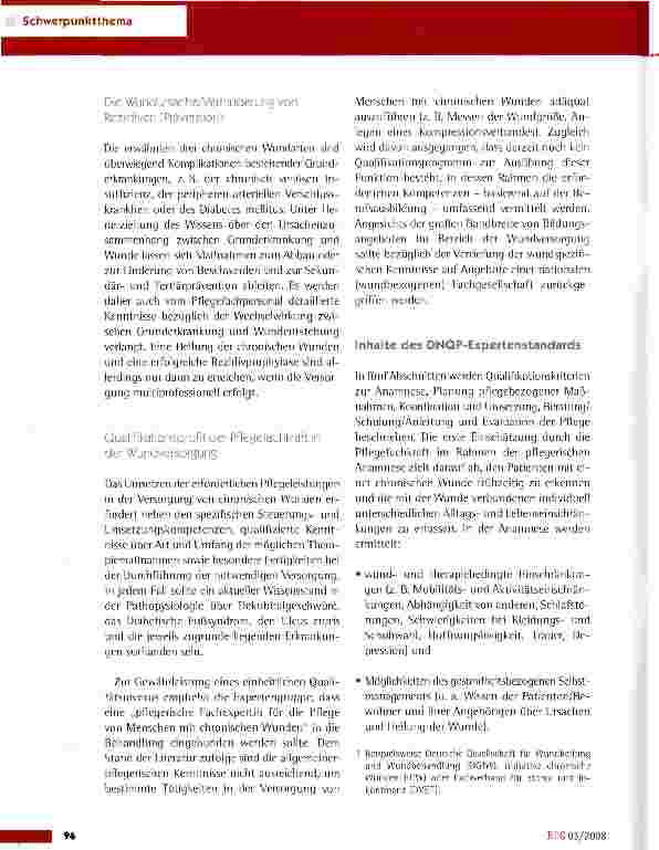 Vorschauseite 3: Die chronische Wunde - Neue Anforderungen an das pflegerische Wundmanagcment