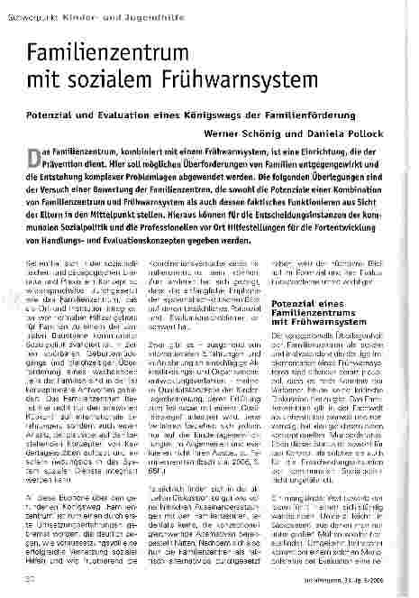 Vorschauseite 1: Familienzentrum mit sozialem Frühwarnsystem