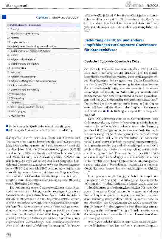 Vorschauseite 3: Die Corporate Governance-Diskussion und ihre Konsequenzen für Krankenhäuser (I)