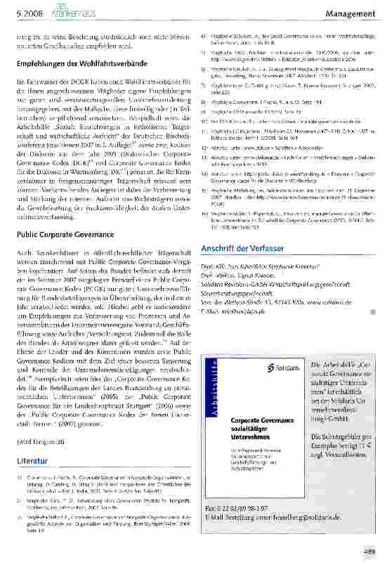 Vorschauseite 4: Die Corporate Governance-Diskussion und ihre Konsequenzen für Krankenhäuser (I)