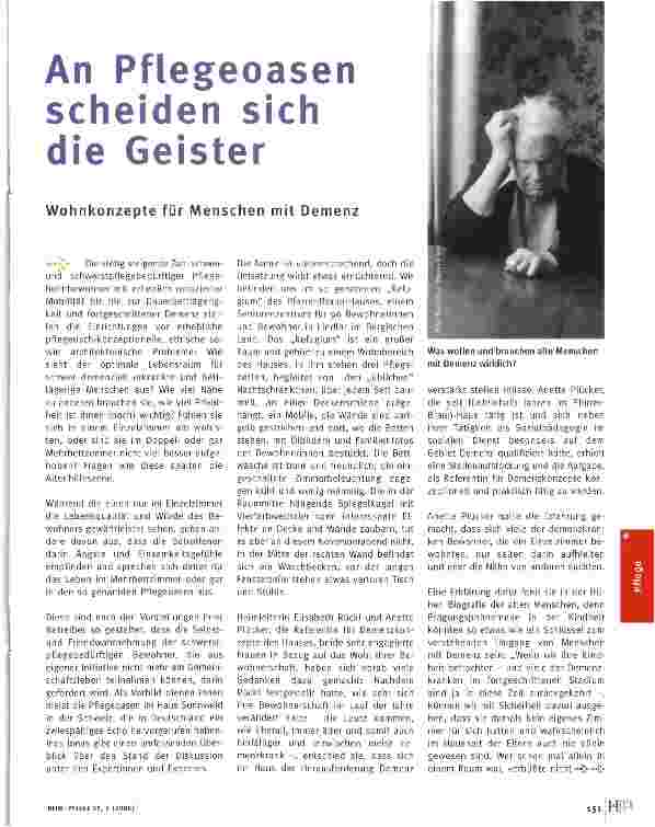 Vorschauseite 1: An Pflegeoasen scheiden sich die Geister