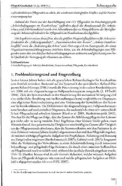 Vorschauseite 2: Arbeitsbedingungen für die Pflege in Krankenhäusern als Herausforderung