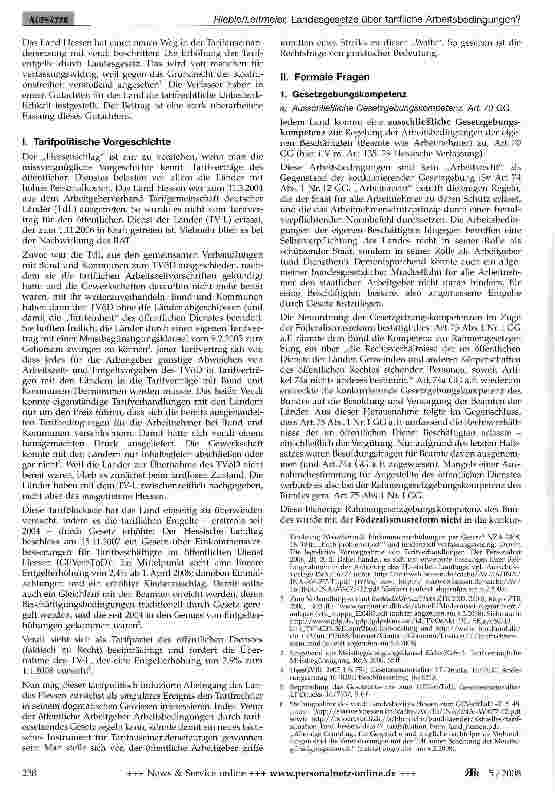 Vorschauseite 2: Landesgesetze über tarifliche Arbeitsbedingungen?
