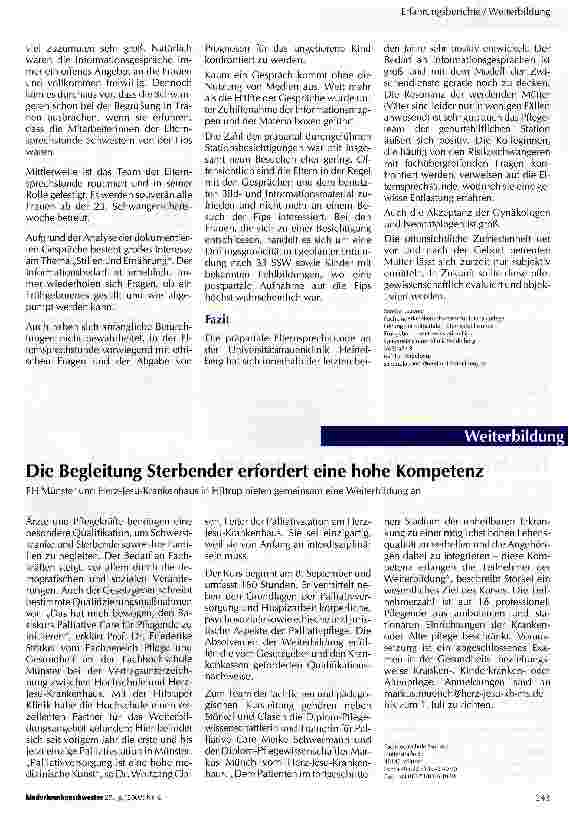 Vorschauseite 3: Erfahrungen mit der präpartalen Elternsprechstunde