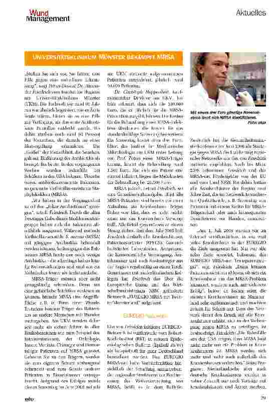 Vorschauseite 4: Der „Erreger des Monats - Eine Serie zum Sammeln Staphy lococcus aureus