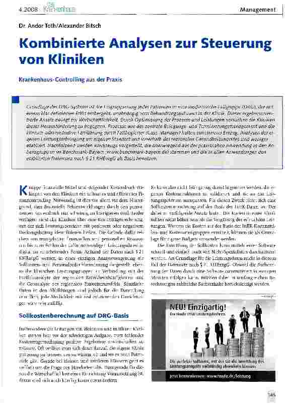 Vorschauseite 1: Kombinierte Analysen zur Steuerung von Kliniken