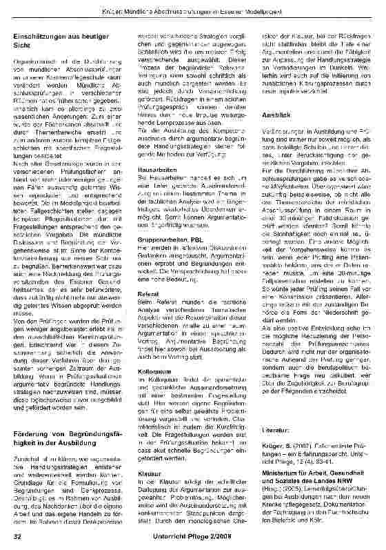 Vorschauseite 6: Mündliche Abschlussprüfungen im Essener Modellprojekt