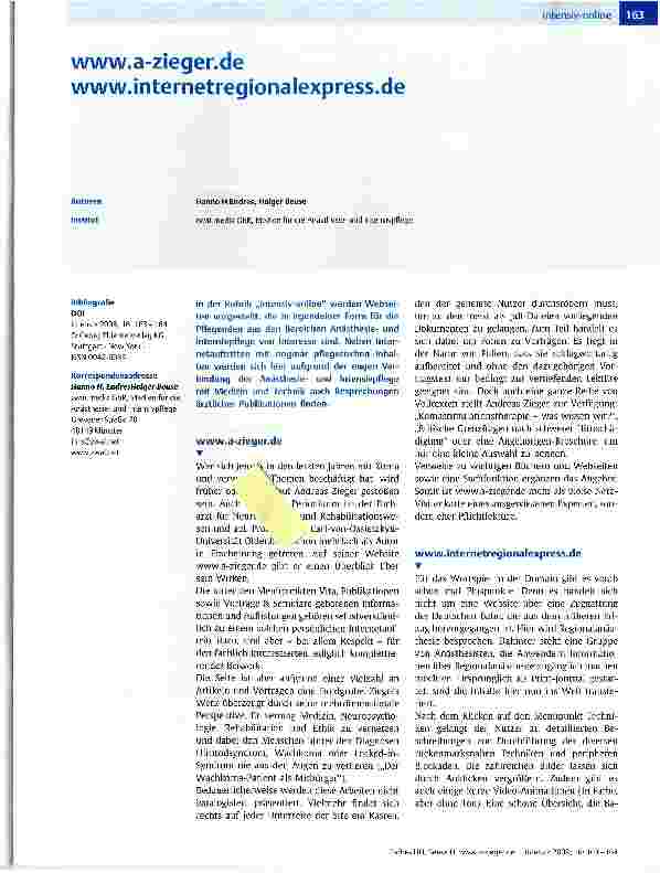 Vorschauseite 1: www. a-zieger. de www. internetregionalexpress. de
