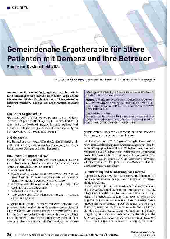 Vorschauseite 1: Gemeindenahe Ergotherapie für ältere Patienten mit Demenz und ihre Betreuer