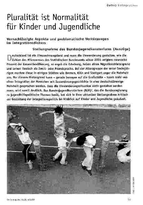 Vorschauseite 1: PLuraLität ist Normalität für Kinder und Jugendliche-Vernachlässigte Aspekte und problematische Verkürzungen im Integrationsdiskurs