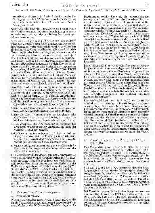 Vorschauseite 3: Die Prozessführungsbefugnis und das Ver-banosklagerecht der Verbände behinderter Menschen nach den §§ 12 und 13 des Behindertengleich-stellungseesetzes -Ein Überblick