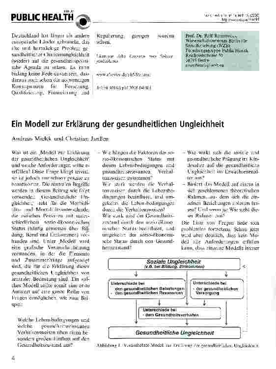 Vorschauseite 3: Gesundheitliche Ungleichheit in Deutschland