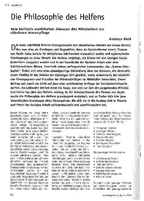 Vorschauseite 1: Die Philosophie des Helfens. Vom karitativ motivierten Almosen des Mittelalters zur säkularen Armenpflege