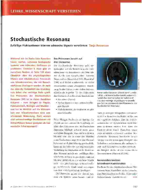 Vorschauseite 1: Stochastische Resonanz. Zufällige Fluktuationen können schwache Signale verstärken