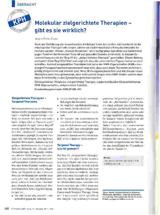 Vorschauseite 1: Molekular zielgerichtete Therapien -gibt es sie wirklich?
