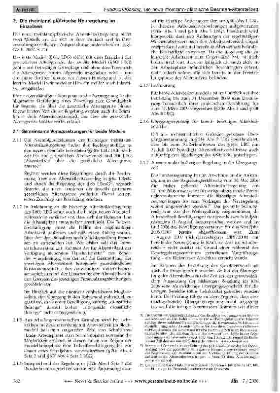 Vorschauseite 3: Die neue rheinland-pfälzische Beamten-Altersteilzeit -Modernisierung durch Flexibilisierung des gleitenden Übergangs in den Ruhestand